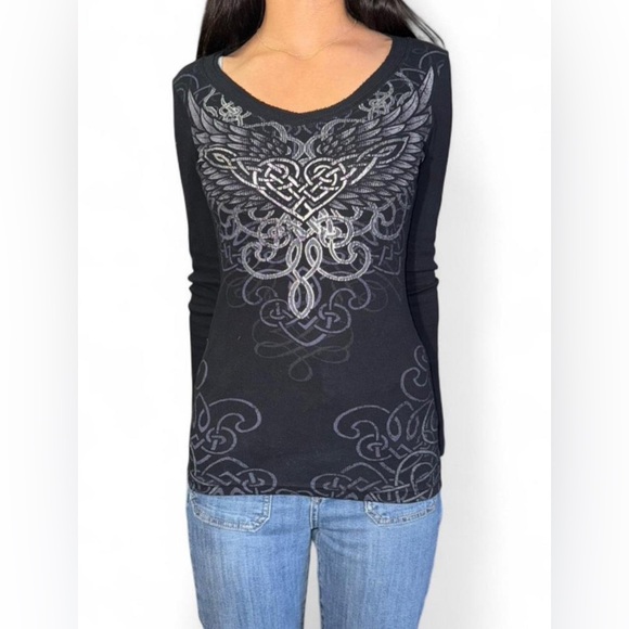 Mudd Y2K black long sleeve top - Picture 3 of 6